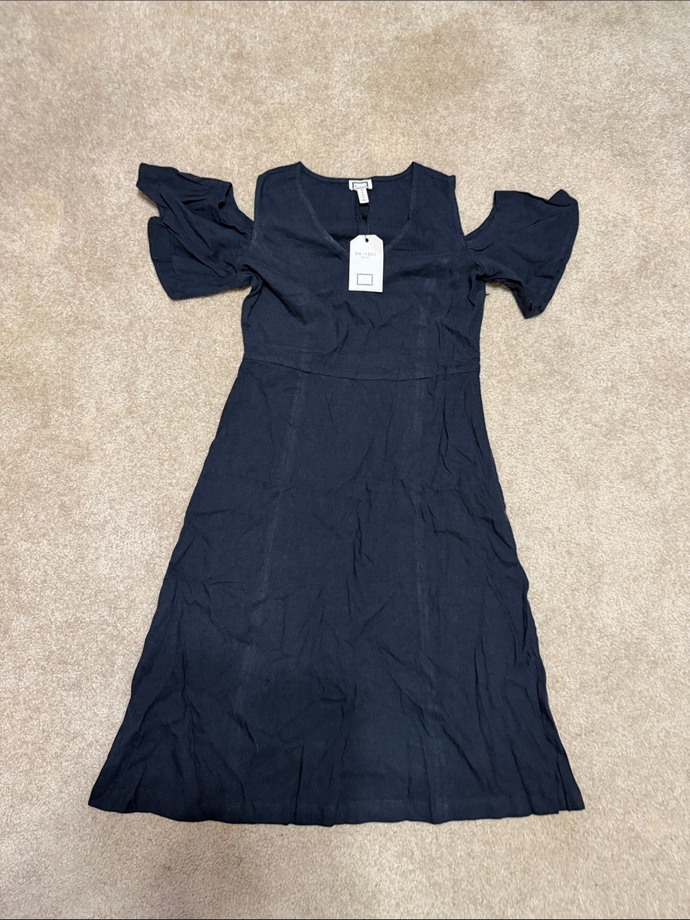 Women’s Black Cold-Shoulder A-Line Dress